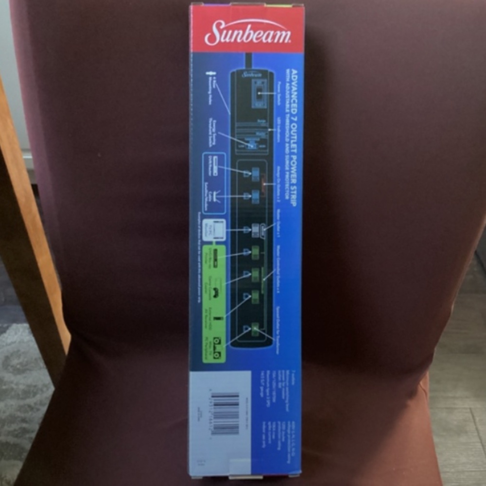 Sunbeam Advanced 7 Outlet Power Strip New In Box - Picture 2 of 7